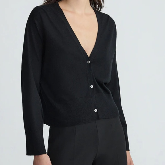 The Curated The Silk Cardigan in Black - Picture 2 of 8